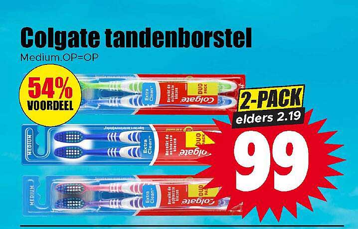 Colgate tandenborstel Medium.OP=OP 2-PACK elders 2.19