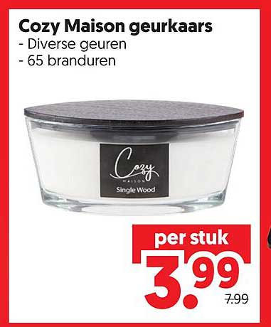 Cozy Maison geurkaars - Diverse geuren - 65 branduren