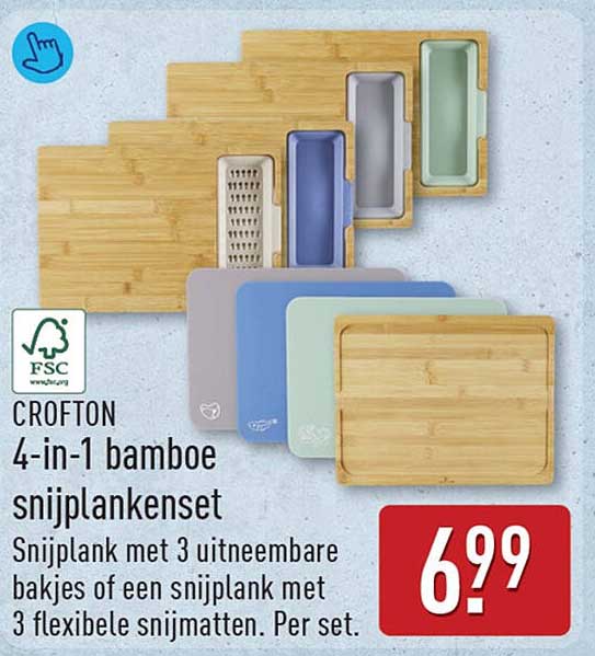 CROFTON 4-in-1 bamboe snijplankenset