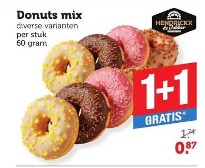 Donuts mix 1+1 gratis