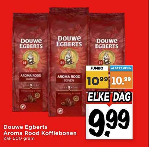 Douwe Egberts Aroma Rood Koffiebonen Zak 500 gram ELKE DAG