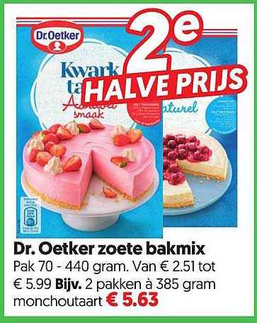 Dr. Oetker zoete bakmix 2e halve prijs