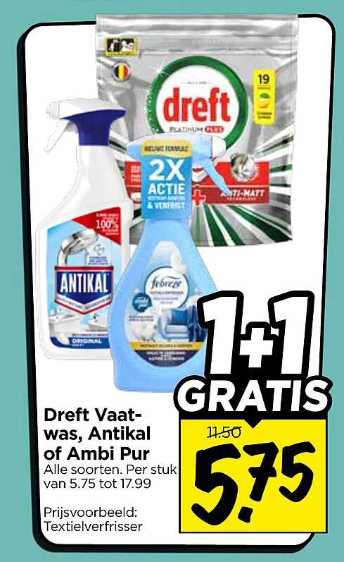 Dreft Vaat-was, Antikal of Ambi Pur 1+1 GRATIS