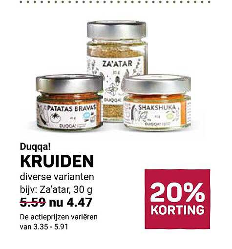 Dugga! KRUIDEN diverse varianten bijv: Za'atar, 30 g 20% KORTING