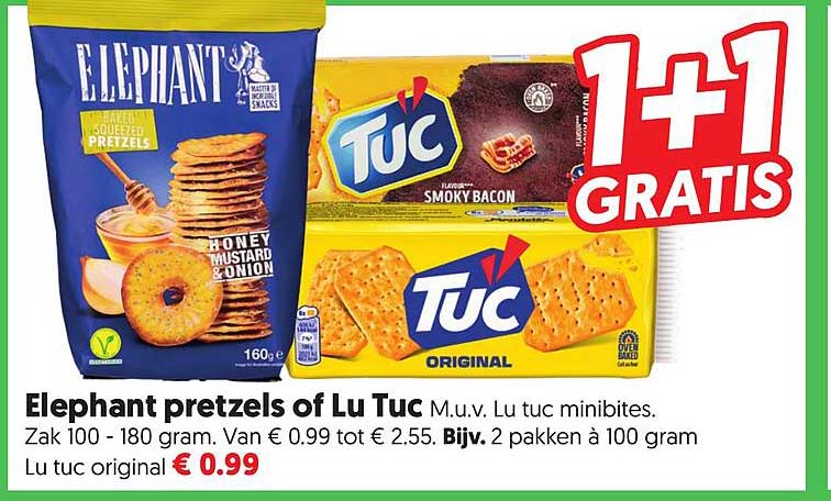 Elephant pretzels of Lu Tuc 1+1 GRATIS
