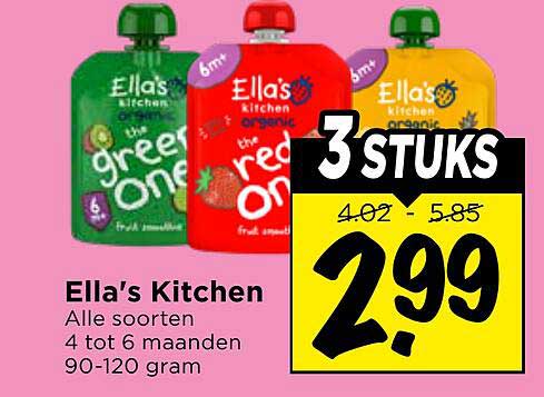 Ella's Kitchen Alle soorten 4 tot 6 maanden 90-120 gram 3 stuks