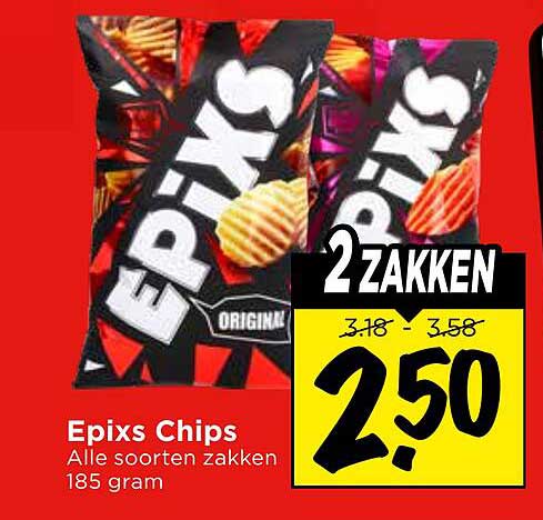 Epixs Chips Alle soorten zakken 185 gram 2 ZAKKEN