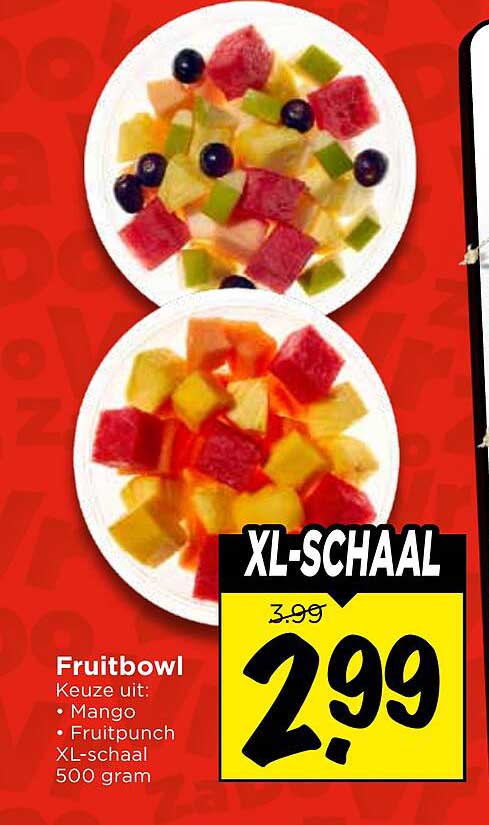 Fruibowl Keuze uit: Mango • Fruitpunch XL-schaal 500 gram