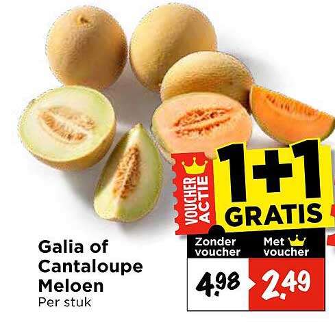 Galia of Cantaloupe Meloen Per stuk 1+1 GRATIS