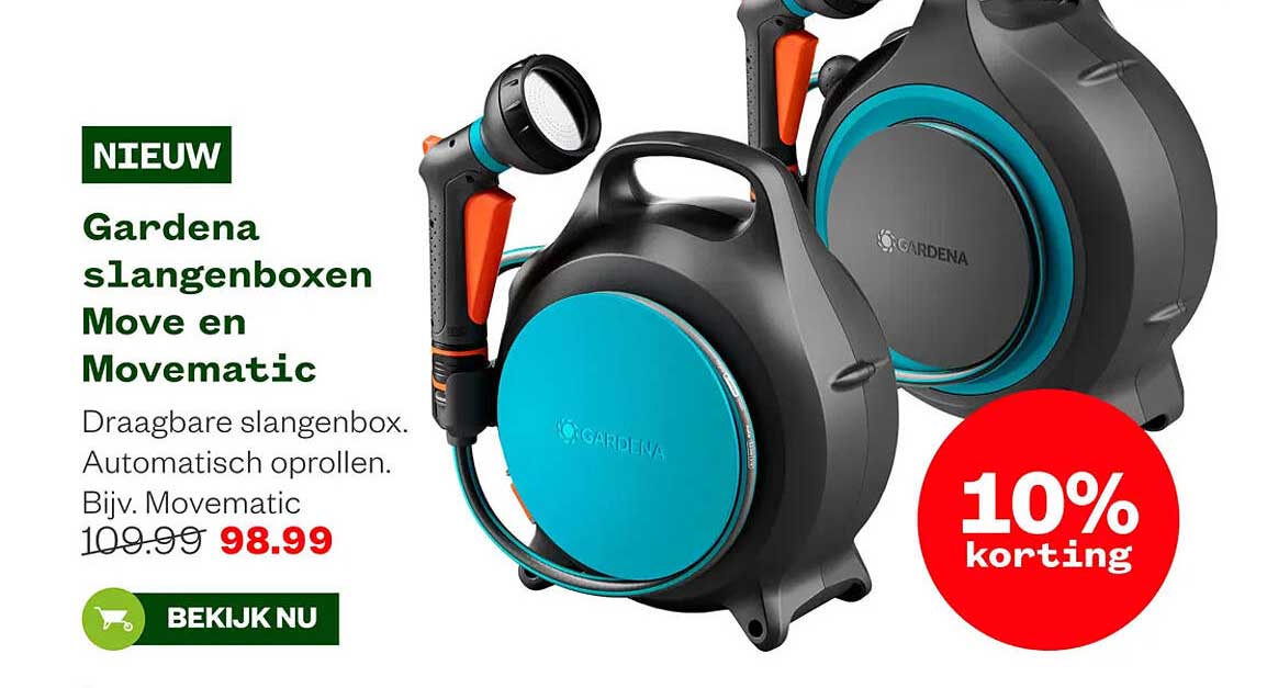 Gardena slangenboxen Move en Movematic 10% korting