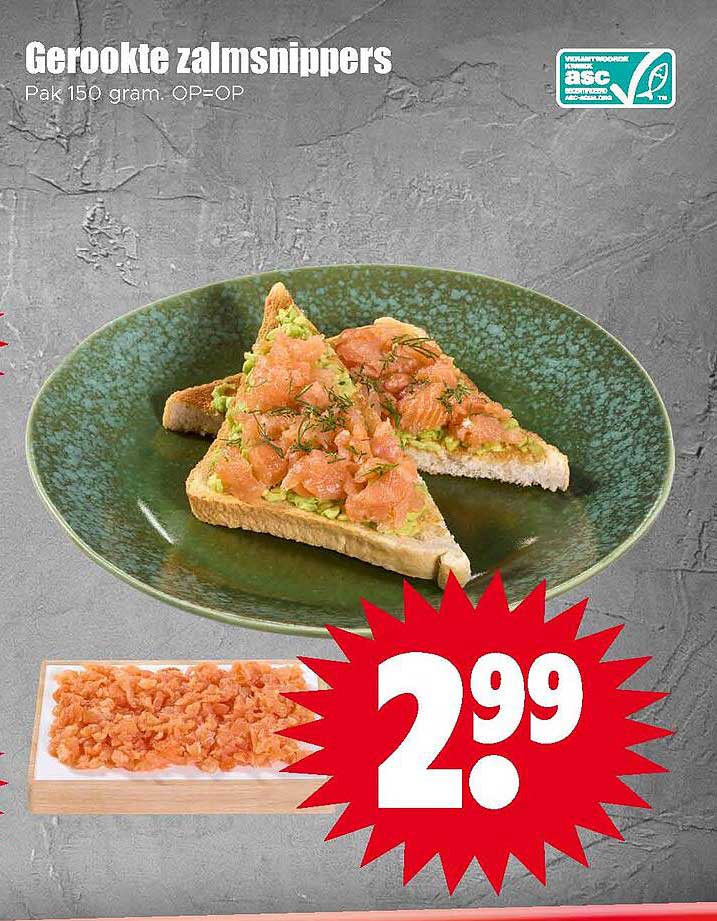 Gerookte zalmsnippers Pak 150 gram. OP=OP