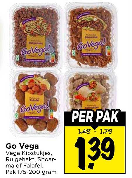 Go Vega Vega Kipstukjes, Rulgehakt, Shoarma of Falafel - PER PAK
