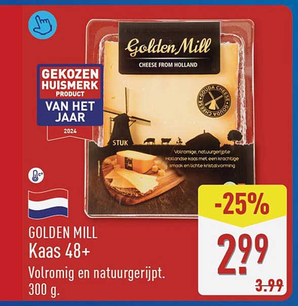 GOLDEN MILL Kaas 48+ Volromig en natuurgerijpt. 300 g.