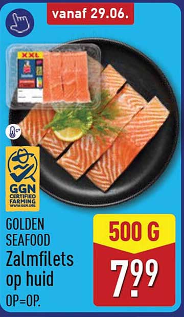 GOLDEN SEAFOOD Zalmfilets op huid 0P=0P.