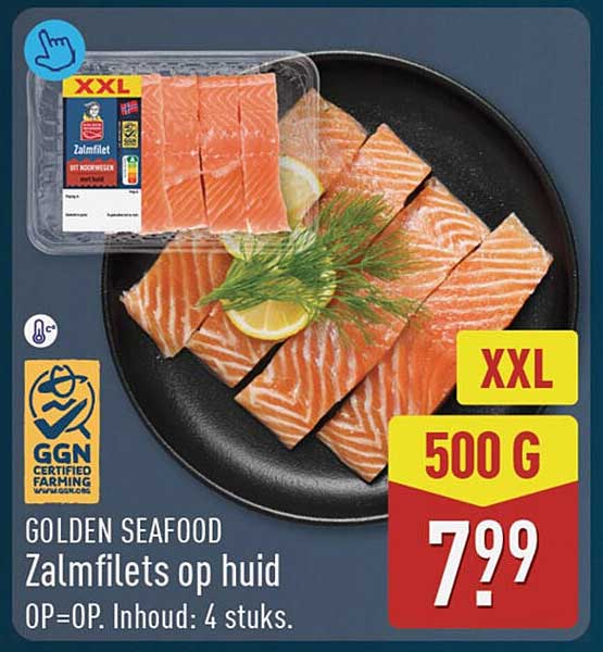 GOLDEN SEAFOOD Zalmfilets op huid XXL 500 G