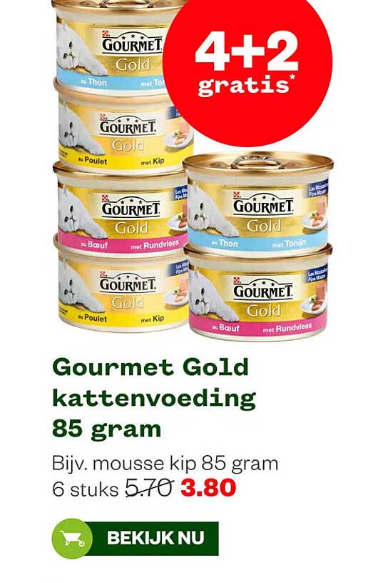 Gourmet Gold kattenvoeding 85 gram 4+2 gratis