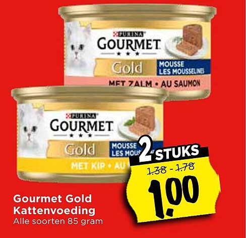 Gourmet Gold Kattenvoeding Alle soorten 85 gram 2 stuks
