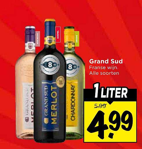 Grand Sud Franse wijn. Alle soorten 1 liter