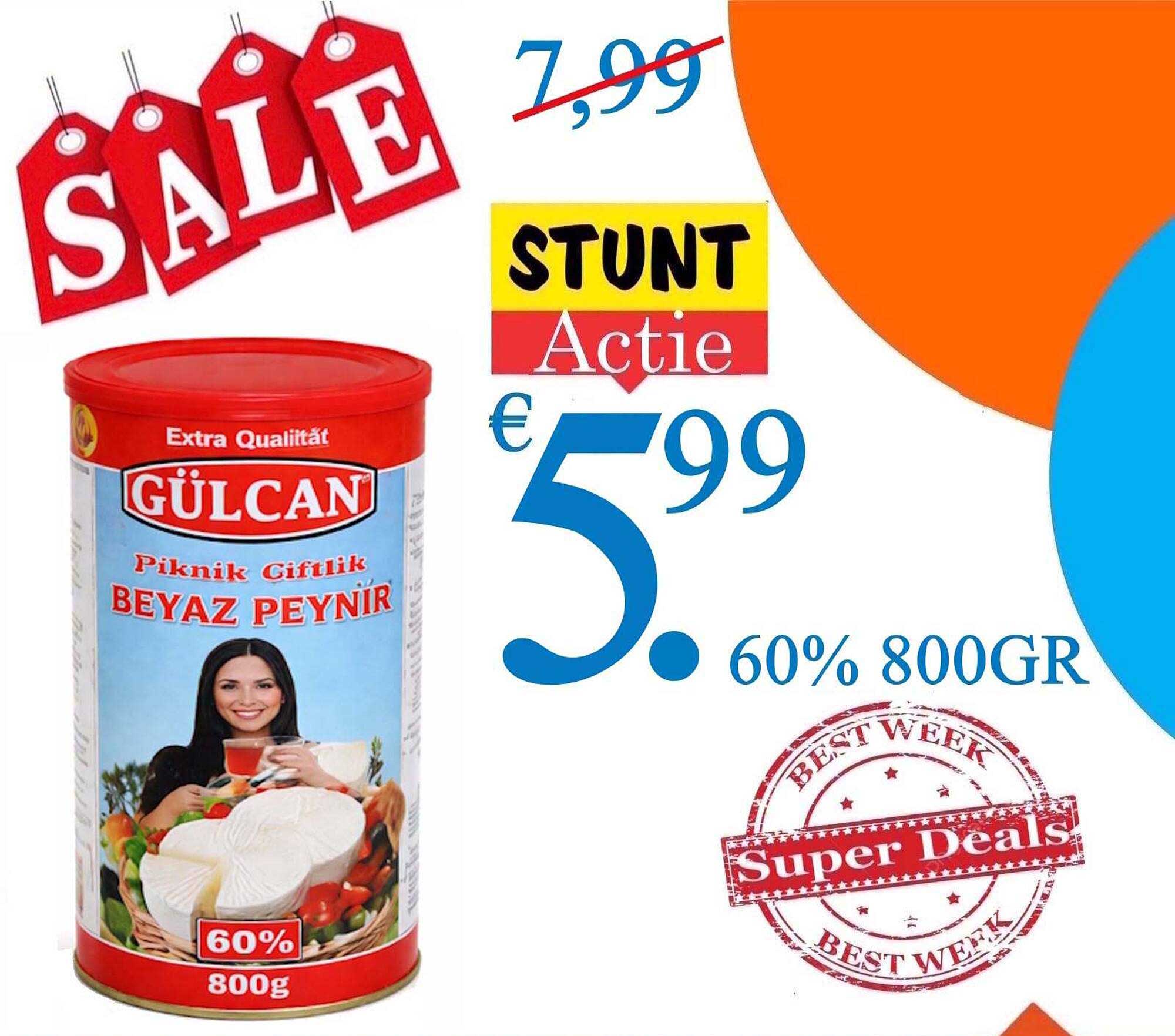 GÜLCAN Piknik Gifilik BEYAZ PEYNIR 60% 800GR