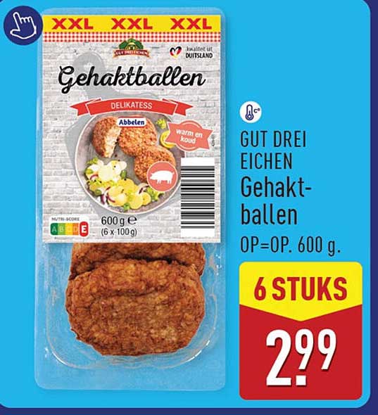 Gut drei eichen Gehaktballen OP=OP. 600 g. 6 stuks
