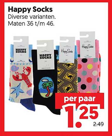 Happy Socks Diverse varianten. Maten 36 t/m 46. per paar