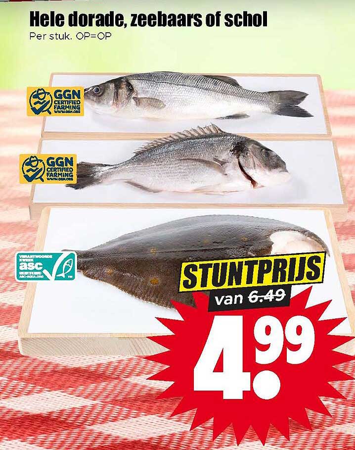 Hele dorade, zeebaars of schol