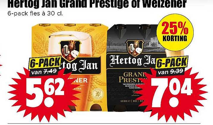 Hertog Jan Grand Prestige of Weizener 6-pack fles á 30 cl. 25% korting