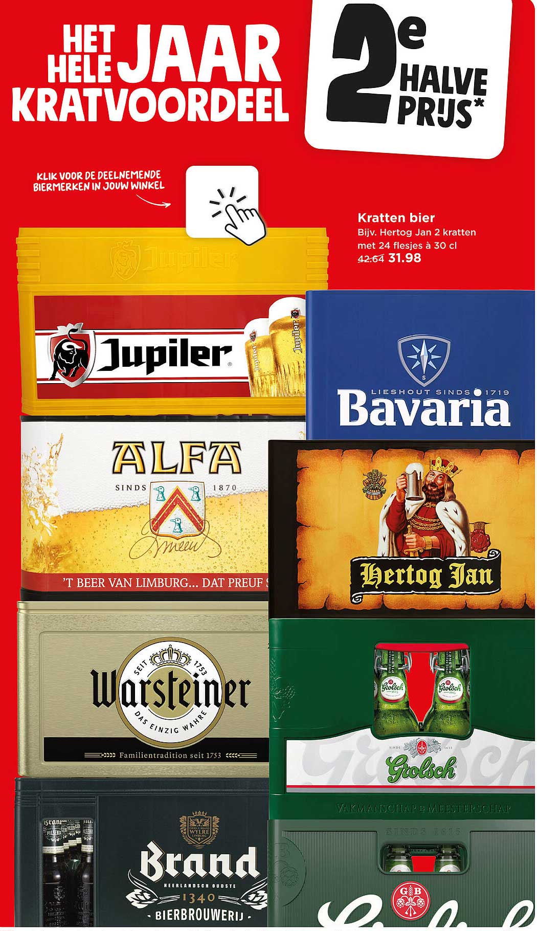 Het hele jaar kratvoordeel 2e halve prijs