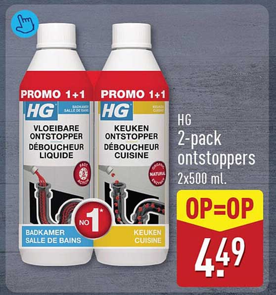 HG 2-pack ontstoppers 2x500 ml. OP=OP