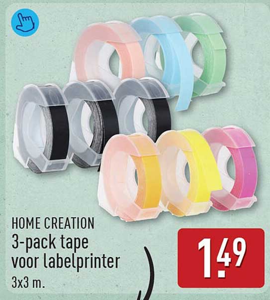 HOME CREATION 3-pack tape voor labelprinter 3x3 m.