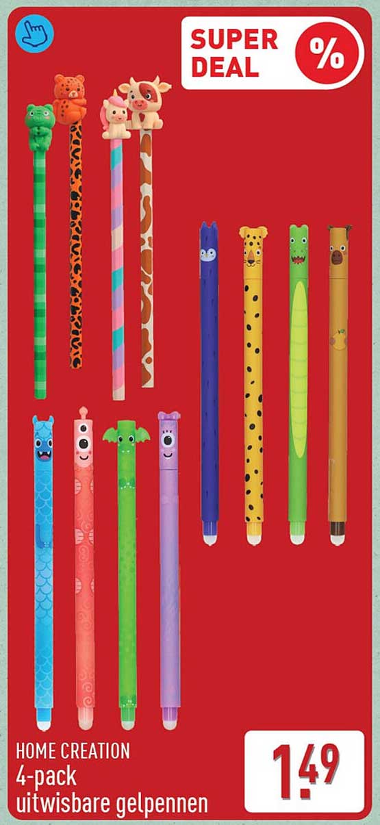 HOME CREATION 4-pack uitwisbare gelpennen