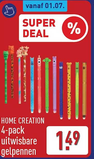 HOME CREATION 4-pack uitwisbare gelpennen