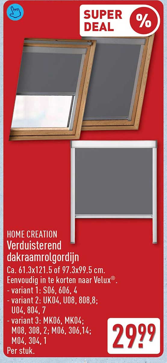 HOME CREATION Verduisterend dakraamrolgordijn