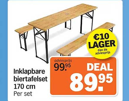 Inklapbare biertafelsset 170 cm Per set
