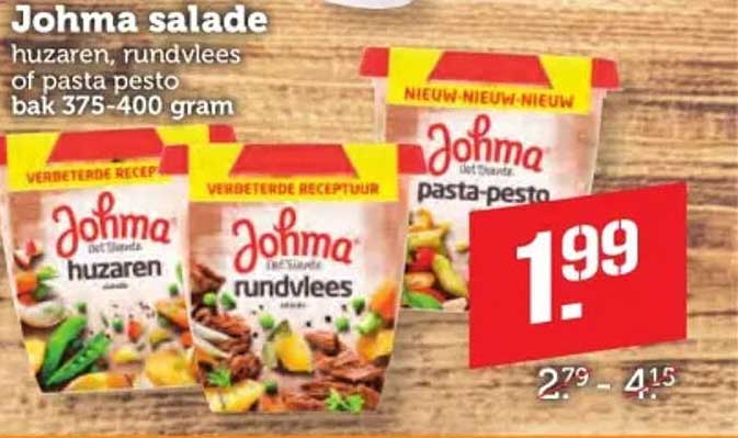 Johma salades huzaren, rundvlees of pasta pesto bak 375-400 gram