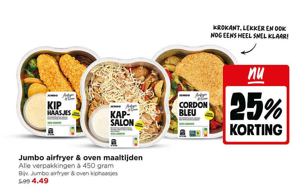 Jumbo airfryer & oven maaltijden 25% korting