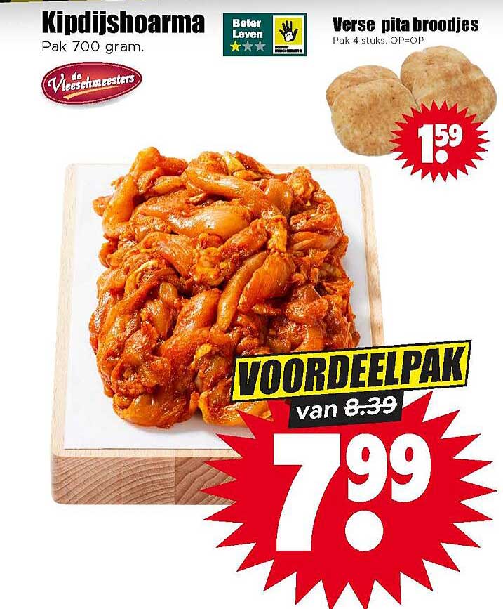 Kipdijshoarma Pak 700 gram. VOORDEELPAK