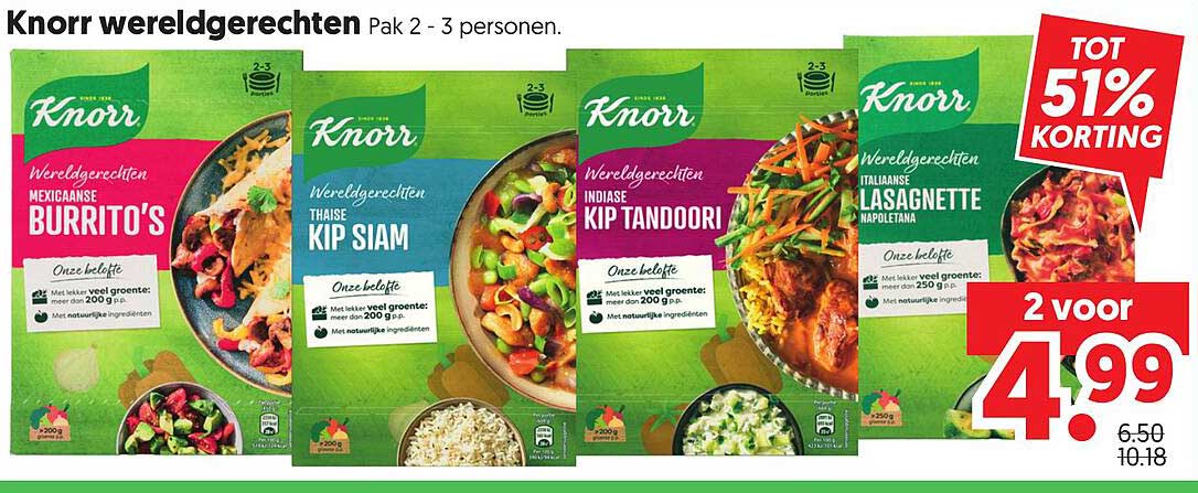 Knorr wereldgerechten Pak 2 - 3 personen. 2 voor 4.99