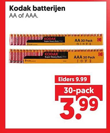 Kodak batterijen AA of AAA.