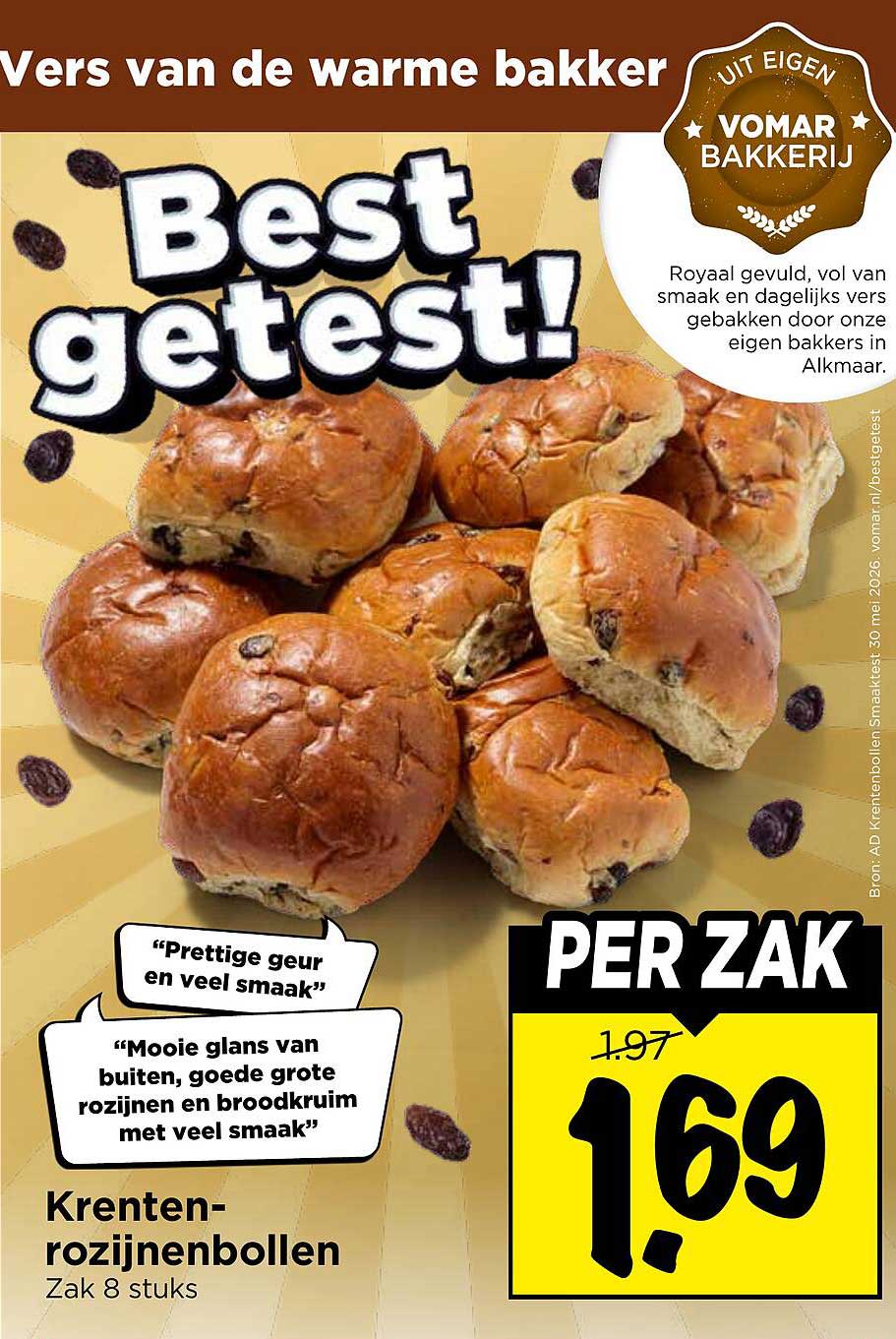 Krenten-rozijnebollen Zak 8 stuks