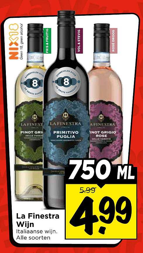 La Finestra Wijn Italiaanse wijn. Alle soorten 750 ml