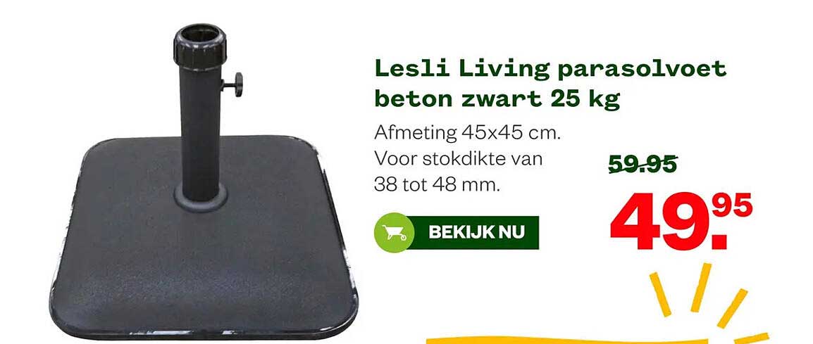 Lesli Living parasolvoet beton zwart 25 kg