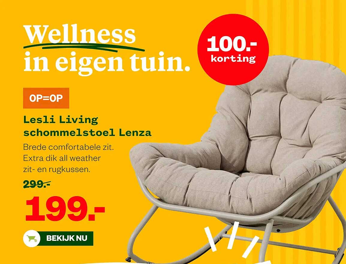 Lesli Living schommelstoel Lenza 100.- korting