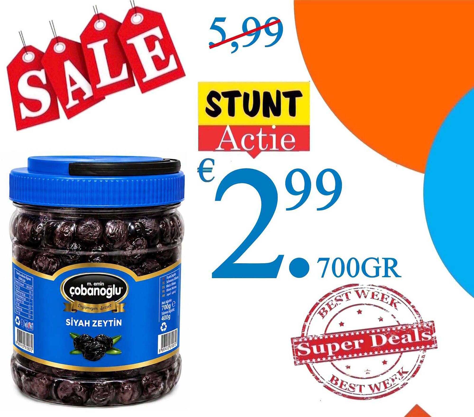 m. emin çobanoglu siyah zeytin 700gr STUNT Actie