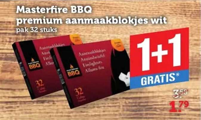 Masterfire BBQ premium aanmaakblokjes wit pak 32 stuks 1+1 gratis