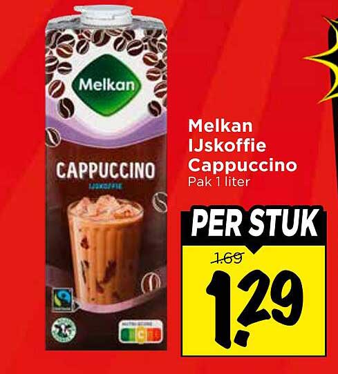 Melkan Ijskoffie Cappuccino Pak 1 liter PER STUK