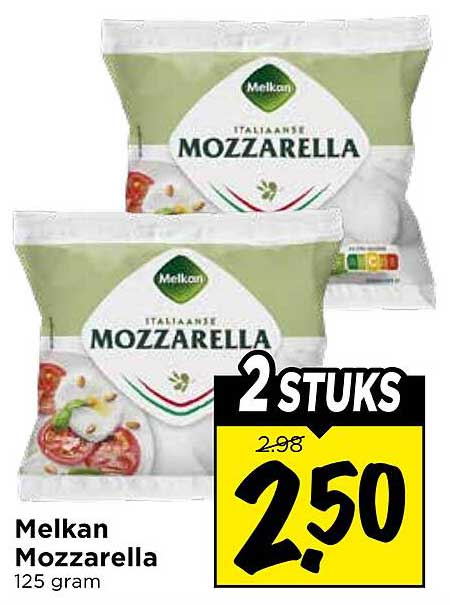 Melkan Mozzarella 125 gram 2 stuks