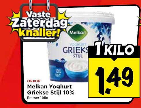 Melkan Yoghurt Griekse Stijl 10% Emmer 1 kilo