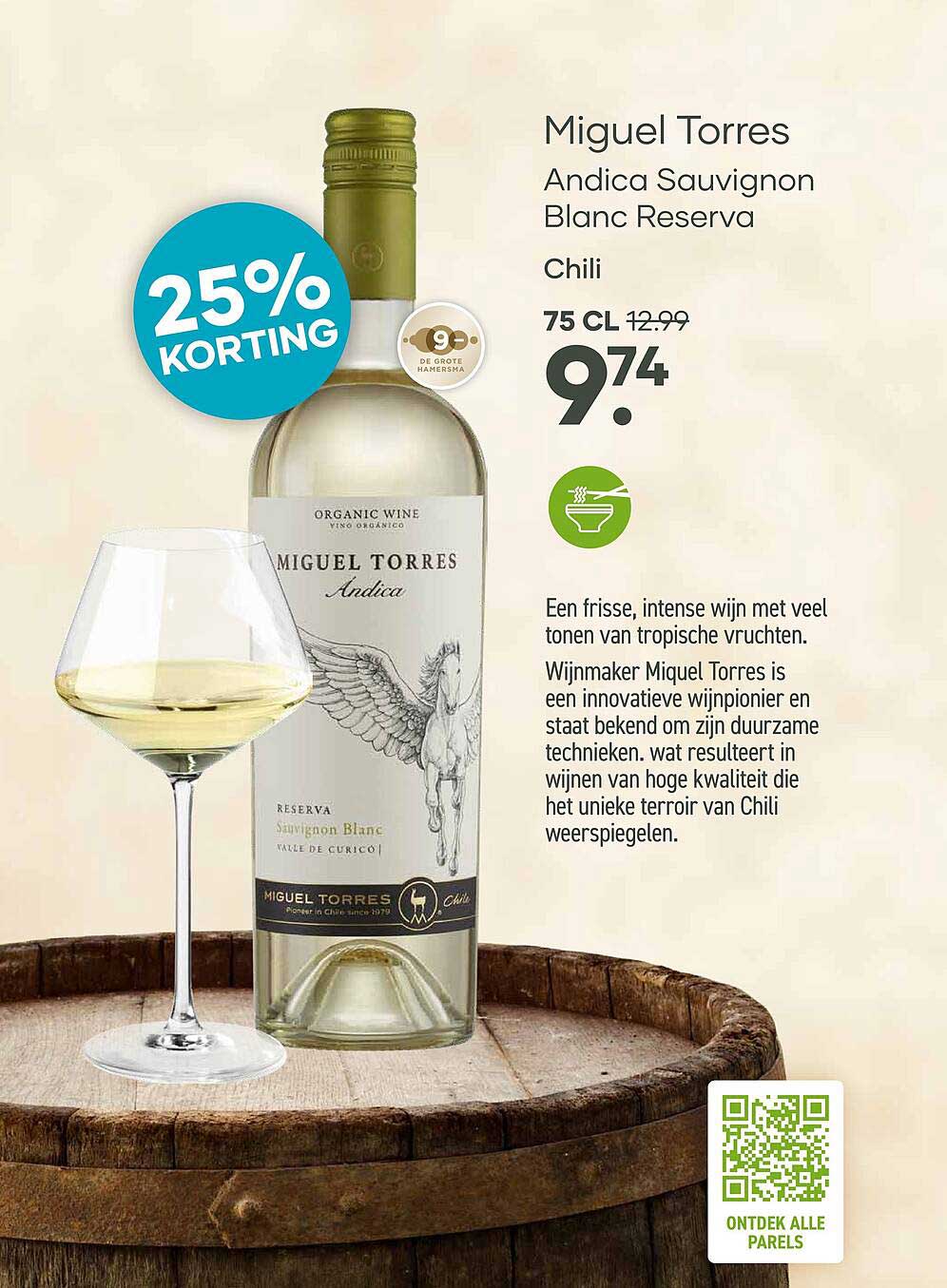 Miguel Torres Andica Sauvignon Blanc Reserva Chili 75 CL 25% KORTING