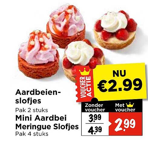 Mini Aardbei Meringue Slofjes